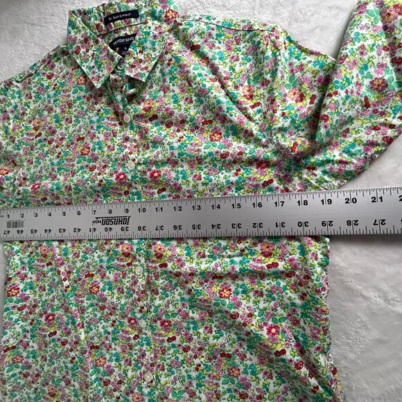 Lands' End Womens Floral No Iron Supima Cotton Button-Down Shirt Size 6 Green - Picture 6 of 7